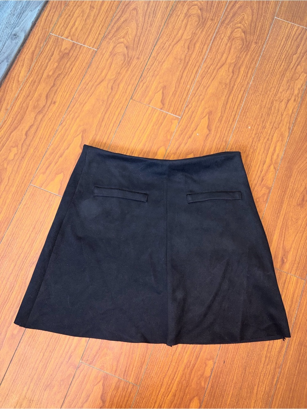 Zara Black A-Line Suede Mini Skirt